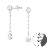 Circle - 925 Sterling Silver Stud Earrings with CZ SD47526