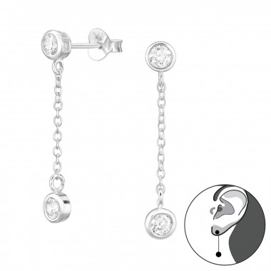 Circle - 925 Sterling Silver Stud Earrings with CZ SD47526