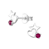 Hearts And Stars - 925 Sterling Silver Stud Earrings with CZ SD47654