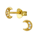 Moon - 925 Sterling Silver Stud Earrings with CZ SD47845