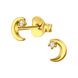 Moon - 925 Sterling Silver Stud Earrings with CZ SD47848
