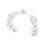 Baguette - 925 Sterling Silver Stud Earrings with CZ SD47973