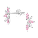 Leaves - 925 Sterling Silver Stud Earrings with CZ SD48741