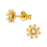Flower - 925 Sterling Silver Stud Earrings with CZ SD49056