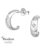 Half Hoop - 925 Sterling Silver Stud Earrings with CZ SD49062