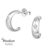 Half Hoop - 925 Sterling Silver Stud Earrings with CZ SD49062