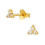 Flower - 925 Sterling Silver Stud Earrings with CZ SD49067