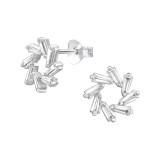 Baguette Circle - 925 Sterling Silver Stud Earrings with CZ SD49290