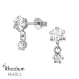 Round 5mm + 3mm - 925 Sterling Silver Stud Earrings with CZ SD49383 Round 5mm + 3mm - 925 Sterling Silver Stud Earrings with CZ SD49383