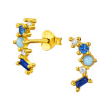Blue Cluster - 925 Sterling Silver Stud Earrings with CZ SD49489