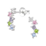 Rainbow Cluster - 925 Sterling Silver Stud Earrings with CZ SD49490
