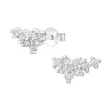 Flower - 925 Sterling Silver Stud Earrings with CZ SD49494