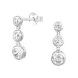 Round - 925 Sterling Silver Stud Earrings with CZ SD49542
