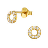 Open Circle - 925 Sterling Silver Stud Earrings with CZ SD49680