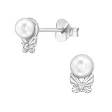 Butterfly - 925 Sterling Silver Stud Earrings with CZ SD49682