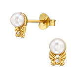Butterfly - 925 Sterling Silver Stud Earrings with CZ SD49683