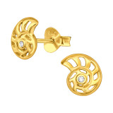 Shell - 925 Sterling Silver Stud Earrings with CZ SD49724