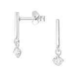 Bar - 925 Sterling Silver Stud Earrings with CZ SD49725