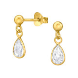 Pear - 925 Sterling Silver Stud Earrings with CZ SD49727