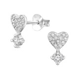 5mm Heart - 925 Sterling Silver Stud Earrings with CZ SD49821