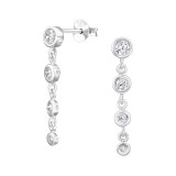 Four Dangling Circles - 925 Sterling Silver Stud Earrings with CZ SD49825