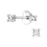 2mm Round 4 Prong - 925 Sterling Silver Stud Earrings with CZ SD49896