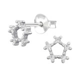 6mm Hexagon - 925 Sterling Silver Stud Earrings with CZ SD49903