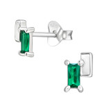 6mm Baguette - 925 Sterling Silver Stud Earrings with CZ SD49905