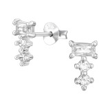 Baguette - 925 Sterling Silver Stud Earrings with CZ SD49906
