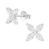 7mm Marquise Flower - 925 Sterling Silver Stud Earrings with CZ SD49993