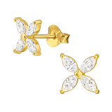 7mm Marquise Flower - 925 Sterling Silver Stud Earrings with CZ SD49994
