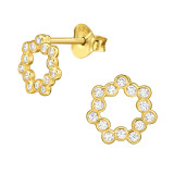8mm Wreath - 925 Sterling Silver Stud Earrings with CZ SD49998