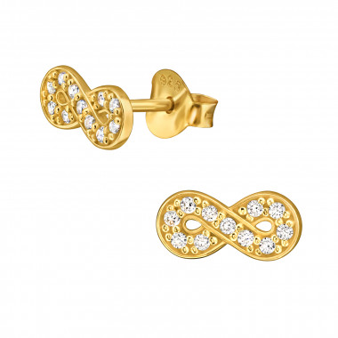 9mm Eternity Symbol - 925 Sterling Silver Stud Earrings with CZ SD50002