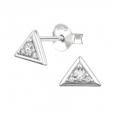 Triangle - 925 Sterling Silver Stud Earrings with CZ SD50009