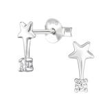 Whimsical Star - 925 Sterling Silver Stud Earrings with CZ SD50010