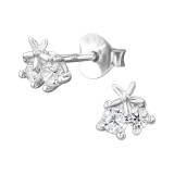 Flower - 925 Sterling Silver Stud Earrings with CZ SD50013