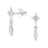 Sparkle With Dangling Marquise - 925 Sterling Silver Stud Earrings with CZ SD50064
