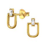 U-Shaped - 925 Sterling Silver Stud Earrings with CZ SD50189