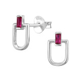 U-Shaped - 925 Sterling Silver Stud Earrings with CZ SD50190
