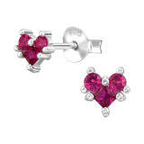 5mm Connected Heart Shape - 925 Sterling Silver Stud Earrings with CZ SD50266