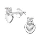 Heart - 925 Sterling Silver Stud Earrings with CZ SD50267