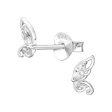 Butterfly Wings - 925 Sterling Silver Stud Earrings with CZ SD50298