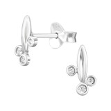 Bar And Round - 925 Sterling Silver Stud Earrings with CZ SD50303