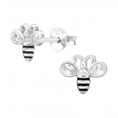 Bee - 925 Sterling Silver Stud Earrings with CZ SD50307