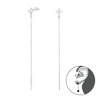 Leaves - 925 Sterling Silver Stud Earrings with CZ SD50404