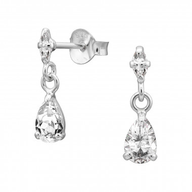 Marquise & Pear-Cut Drop - 925 Sterling Silver Stud Earrings with CZ SD50613