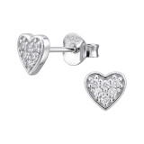 6mm Heart - 925 Sterling Silver Stud Earrings with CZ SD50620