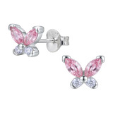Butterfly - 925 Sterling Silver Stud Earrings with CZ SD50621
