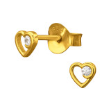 4mm Heart Gold Plated - 925 Sterling Silver Stud Earrings with CZ SD50623