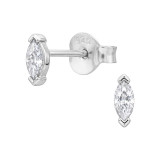 2X5Mm Marquise V-Prong - 925 Sterling Silver Stud Earrings with CZ SD50627